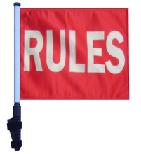 SSP Flags RULES 11"x15" Flag with Pole and EZ On Extended Straps Bracket
