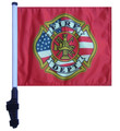 SSP Flags FIRE DEPARTMENT 11"x15" Flag with Pole and EZ On Extended Straps Bracket
