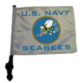 SSP Flags US NAVY SEABEES 11"x15" Flag with Pole and EZ On Extended Straps Bracket
