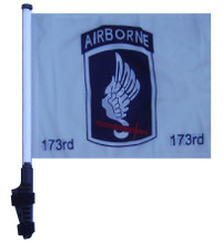 SSP Flags 173rd AIRBORNE 11"x15" Flag with Pole and EZ On Extended Straps Bracket
