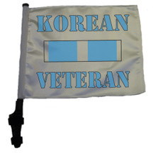 SSP Flags KOREAN VETERAN RIBBON 11"x15" Flag with Pole and EZ On Extended Straps Bracket
