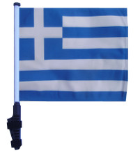 SSP Flags GREECE 11"x15" Flag with Pole and EZ On Extended Straps Bracket
