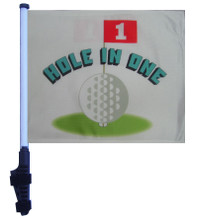 SSP Flags HOLE IN ONE 11"x15" Flag with Pole and EZ On Extended Straps Bracket
