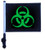 SSP Flags BIOHAZARD GREEN 11"x15" Flag with Pole and EZ On Extended Straps Bracket