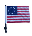 SSP Flags BETSY ROSS 11"x15" Flag with Pole and EZ On Extended Straps Bracket
