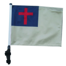 SSP Flags CHRISTIAN 11"x15" Flag with Pole and EZ On Extended Straps Bracket
