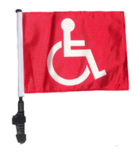 SSP Flags RED HANDICAP 11"x15" Flag with Pole and EZ On Extended Straps Bracket
