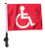 SSP Flags RED HANDICAP 11"x15" Flag with Pole and EZ On Extended Straps Bracket
