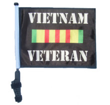 SSP Flags VIETNAN VETERAN 11"x15" Flag with Pole and EZ On Extended Straps Bracket