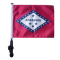 SSP Flags STATE of ARKANSAS 11"x15" Flag with Pole and EZ On Extended Straps Bracket
