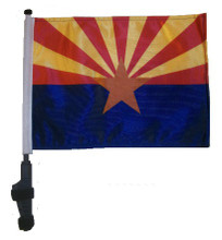 SSP Flags STATE of ARIZONA 11"x15" Flag with Pole and EZ On Extended Straps Bracket
