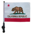 SSP Flags STATE of CALIFORNIA 11"x15" Flag with Pole and EZ On Extended Straps Bracket
