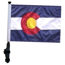 SSP Flags STATE of COLORADO 11"x15" Flag with Pole and EZ On Extended Straps Bracket
