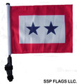 SSP Flags TWO BLUE STARS 11"x15" Flag with Pole and EZ On Extended Straps Bracket
