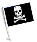 PIRATE SKULL AND CROSS BONES Car Flag with Pole