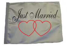 SSP Flags JUST MARRIED Motorcycle Flag with Sissybar Pole or Trunk Pole