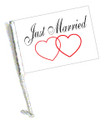 JUST MARRIED Car Flag with Pole