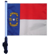 SSP Flags STATE of NORTH CAROLINA 11"x15" Flag with Pole and EZ On Extended Straps Bracket
