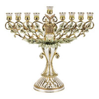 Jeweled Menorah Ivory with Crystals (M-6502)