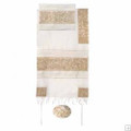 Yair Emanuel Embroidered Cotton Tallit – The Matriarches in gold TFE-7
