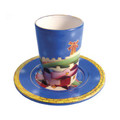 Ceramic Cup with Coaster Jerusalem Design 5901