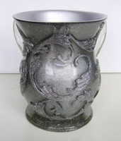 Acrylic Washing Cup Silver With Silver Glitter (WC-AVI569S)
