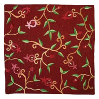 Maroon Branches Embroidered Pillow Cover