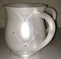 Acrylic Wash Cup - Squares with Diamonds, White