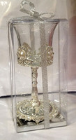 Glass Kiddush Cup with silver color