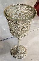 Glass Kiddush Cup with silver color filigreee