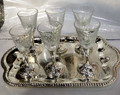 silverplate and crystal liquer set