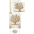 Embroidered Raw Silk Tallit - Tree of Life
