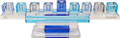 Crystal Cube Candle Menorah on Stand - Blue