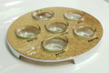 Metal Seder Tray - Gold 12" w/Dishes