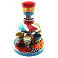 Hadarya Hand Painted Kiddush Fountain - 6 Cups - Colorful