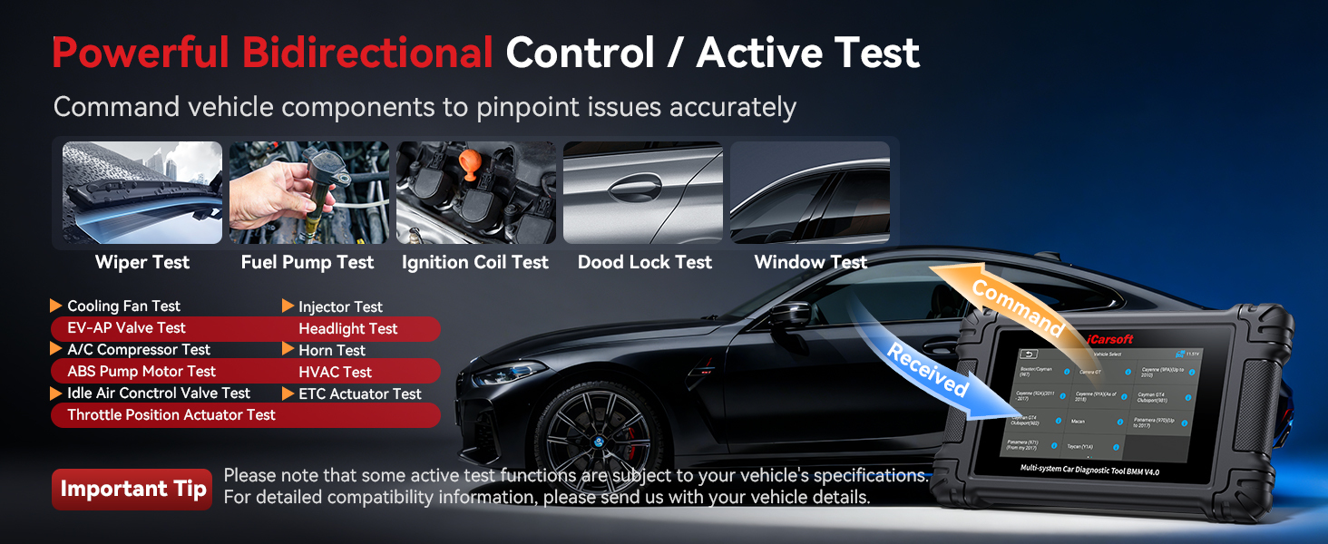 Bi-directional active test functions