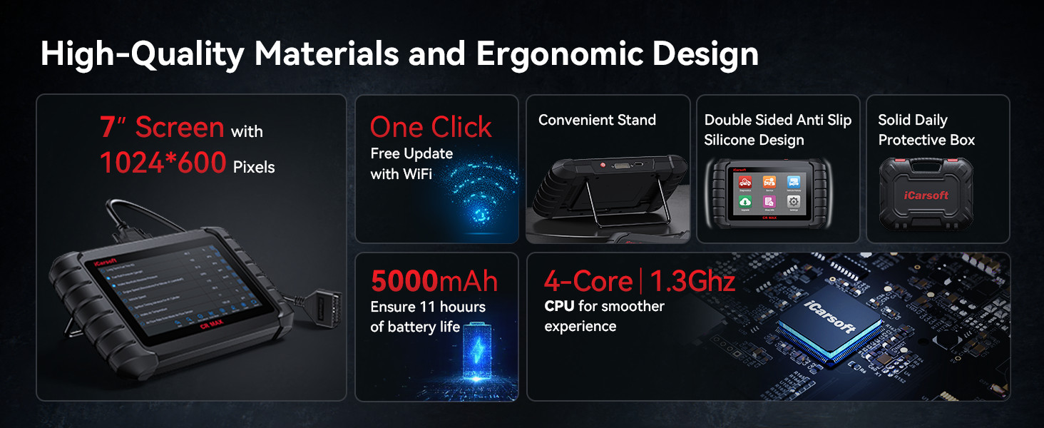 iCarsoft CR MAX 2026 high quality materials and ergonomic design banner