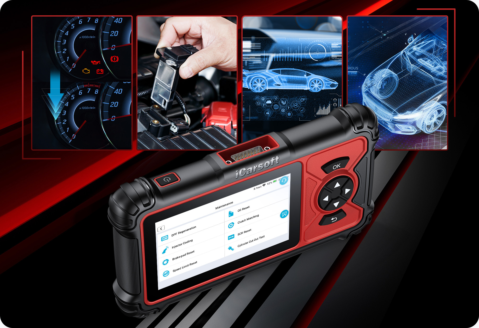 2-in-1 heavy duty plus OBD2 engine functions on cars