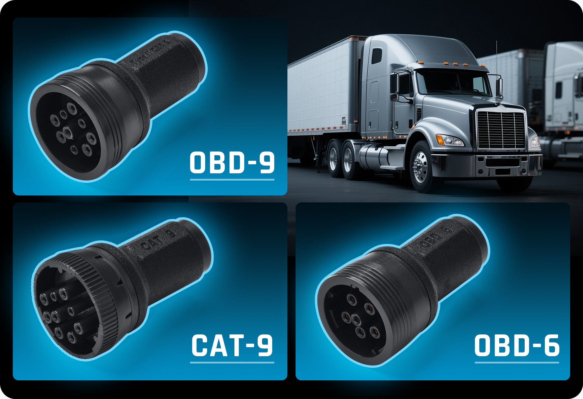 Included adapters OBD-6, OBD-9 and CAT-9 with HD V4.0