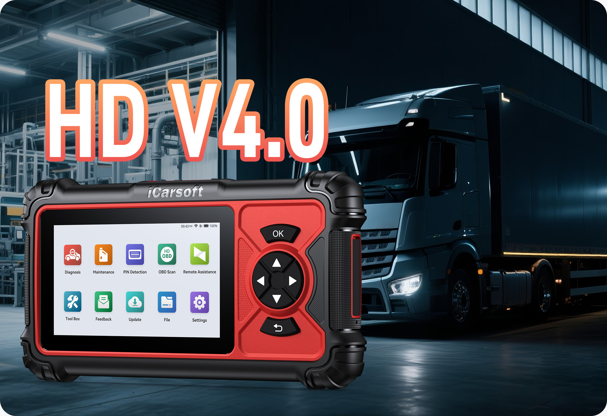 HD V4.0 heavy duty scanner with 5-inch touchscreen and lifetime updates