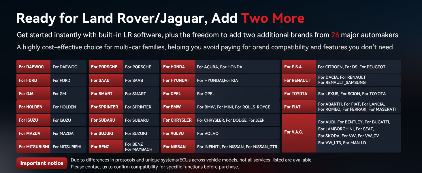 Ready for Land Rover and Jaguar - Add 2 more