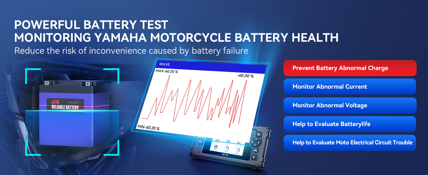 iCarsoft MT V6 Yamaha real-time battery voltage monitoring