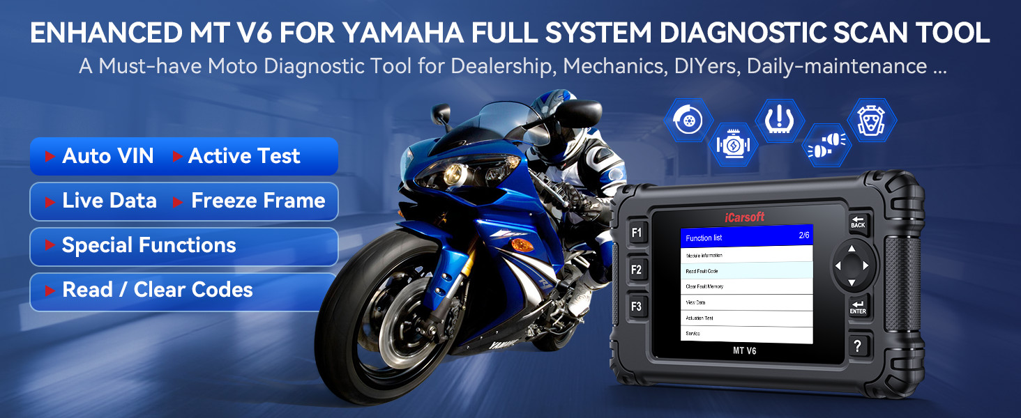 iCarsoft MT V6 Yamaha full-system diagnostic scanner functions