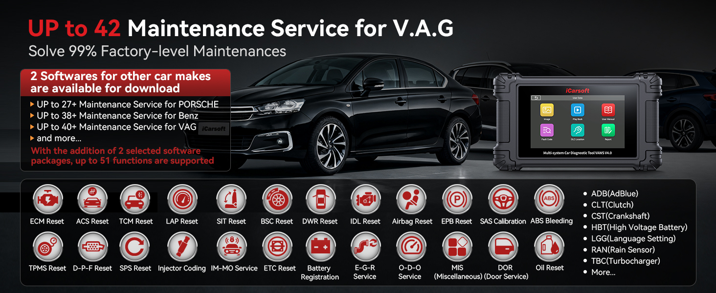 Professional diagnostic tool for up to 3 vehicle brands