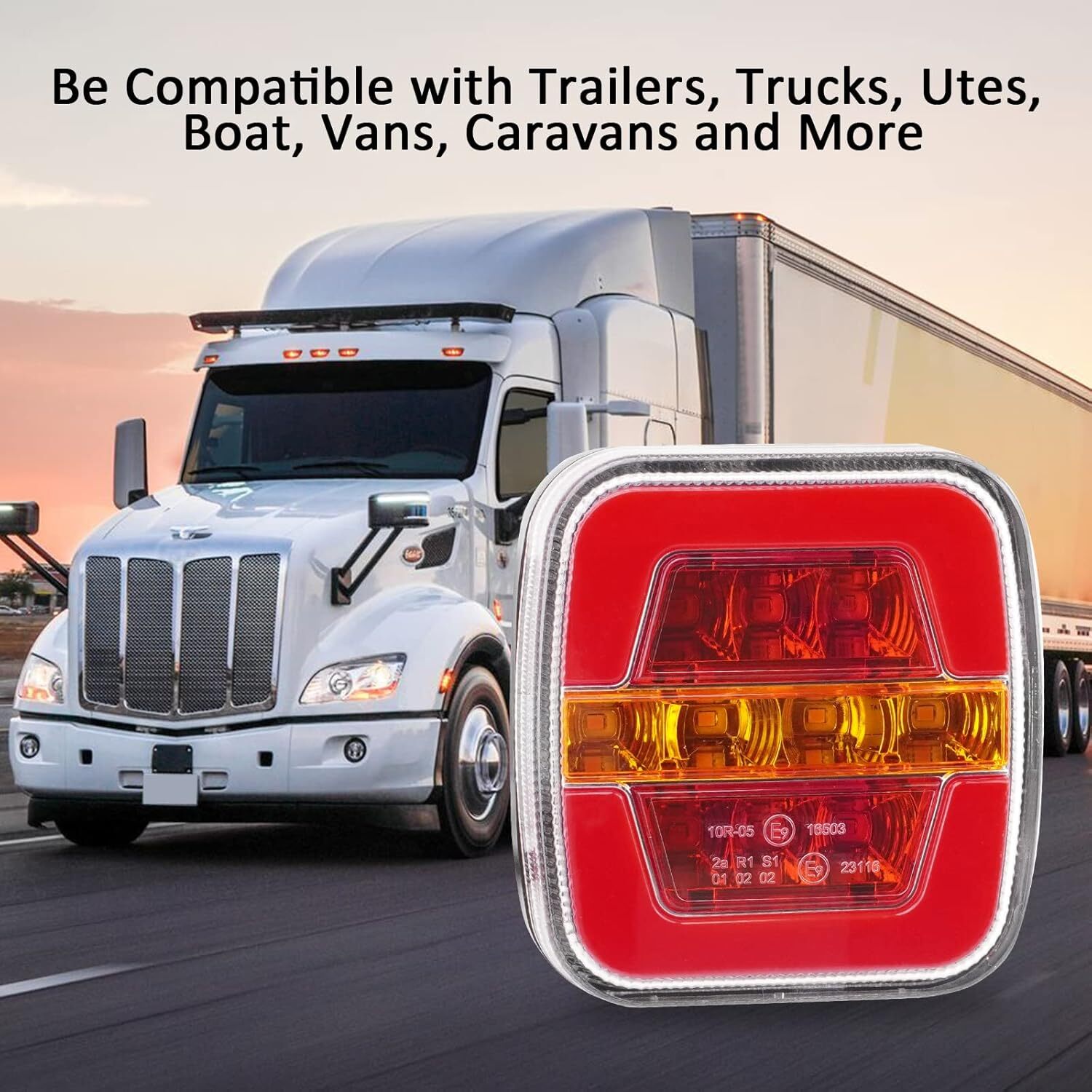 Universal LED Trailer Tail Light - E-mark approvals detail