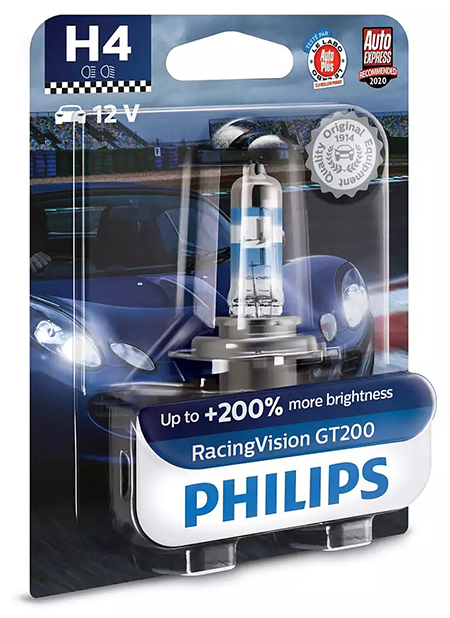 Philips RacingVision GT200 H4 65/55W +200% Car/Motorbike headlight bulb  HIDS  Direct for HID Xenon kits, Xenon bulbs, MTEC bulbs, LED's, Car Parts and Air  Suspension