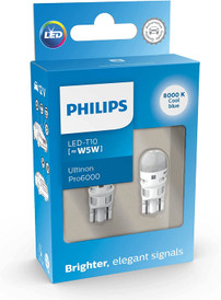  Philips Ultinon Pro6000 LED 501 T10 car sidelight bulbs (W5W), 8.000K cool blue, white (127998000KX2)