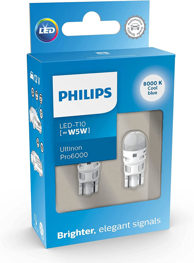 Philips Ultinon Pro6000 LED 501 T10 car sidelight bulbs (W5W
