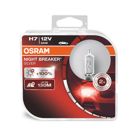 Osram H7 55W Night Breaker Silver Bulbs +100% More Light (Twin Pack) (64210NBS-HCB)