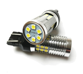  580 W21/5W Canbus 3030 Chip LED Bulbs (Pair) White 